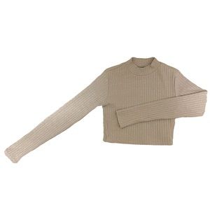 🍯 Ribbed Mock Neck/ Turtle Neck - Cropped Long Sleeve Sweater/ Shirt-FOREVER 21